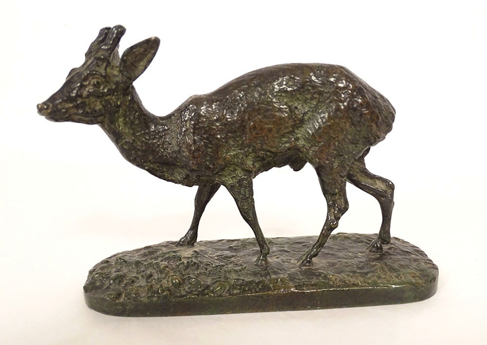 Petite sculpture bronze chevreuil n°1 Pierre-Jules Mène animalier XIXème