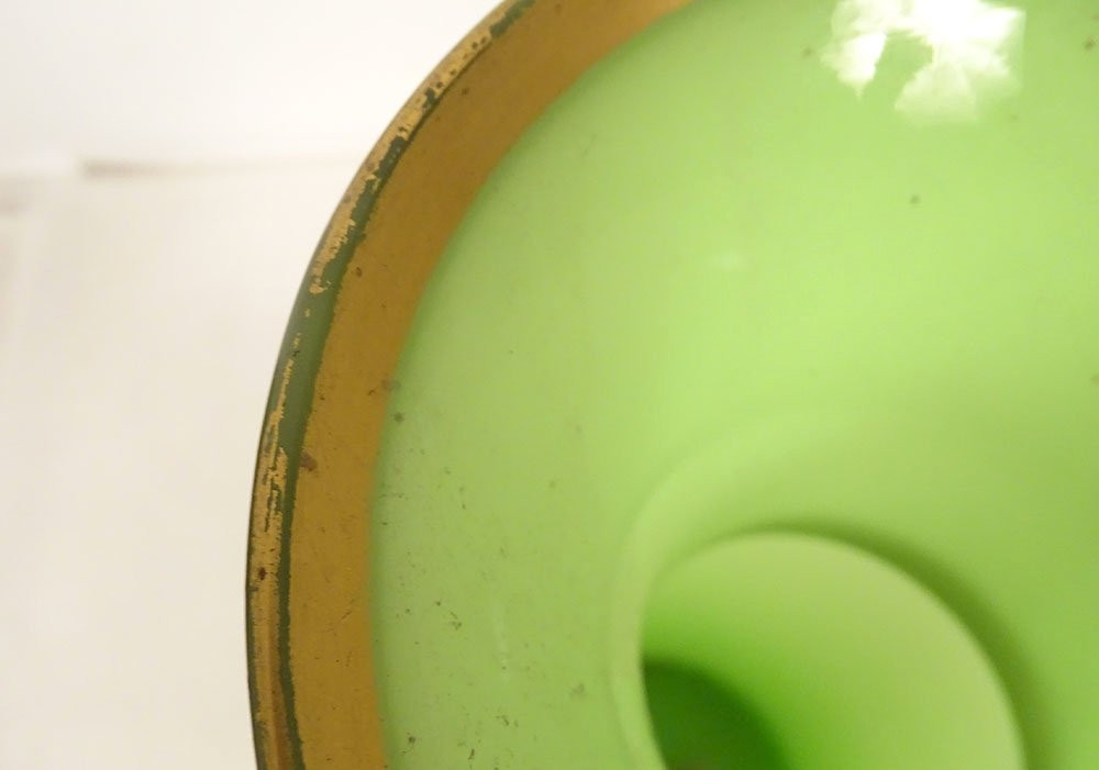 Baluster Vase In Green Opaline Glass With Gilt Decoration, Baccarat Napoleon III, 19th Century-photo-4