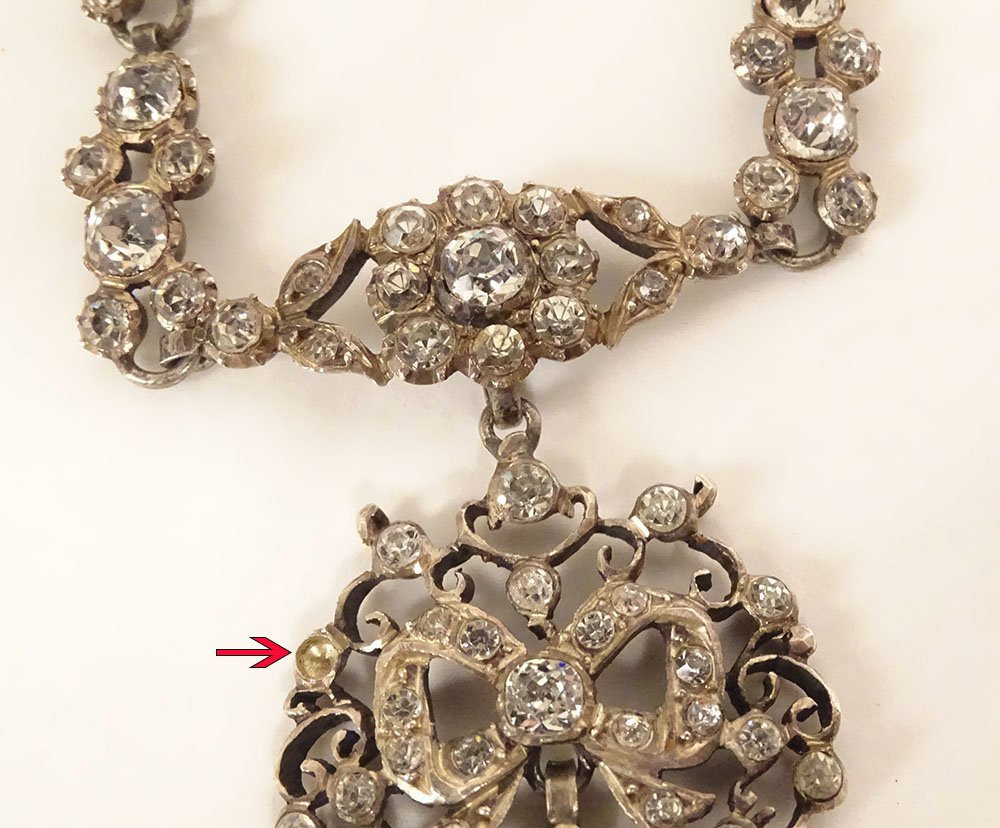 Saint-esprit Pendant Necklace, Norman Sterling Silver, With Rhinestone And Dove Design, 19th Century-photo-3