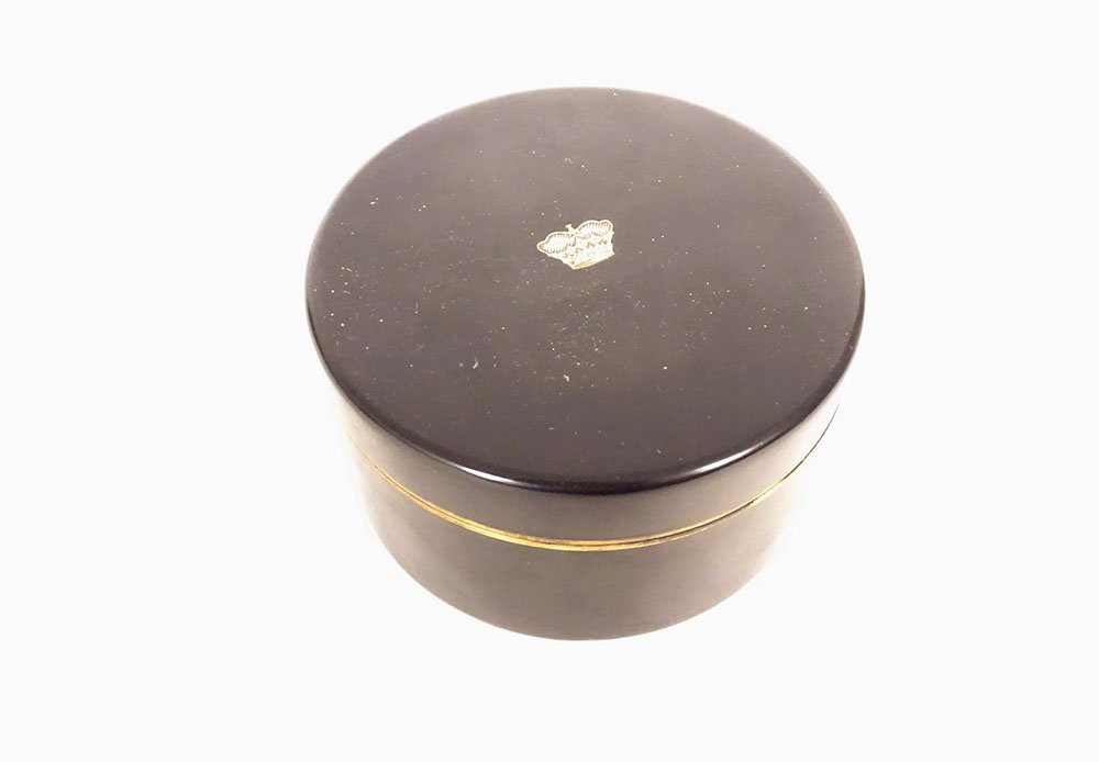 Petite boîte ronde laquée japonaise incrustation or couronne Japon XIXème-photo-2