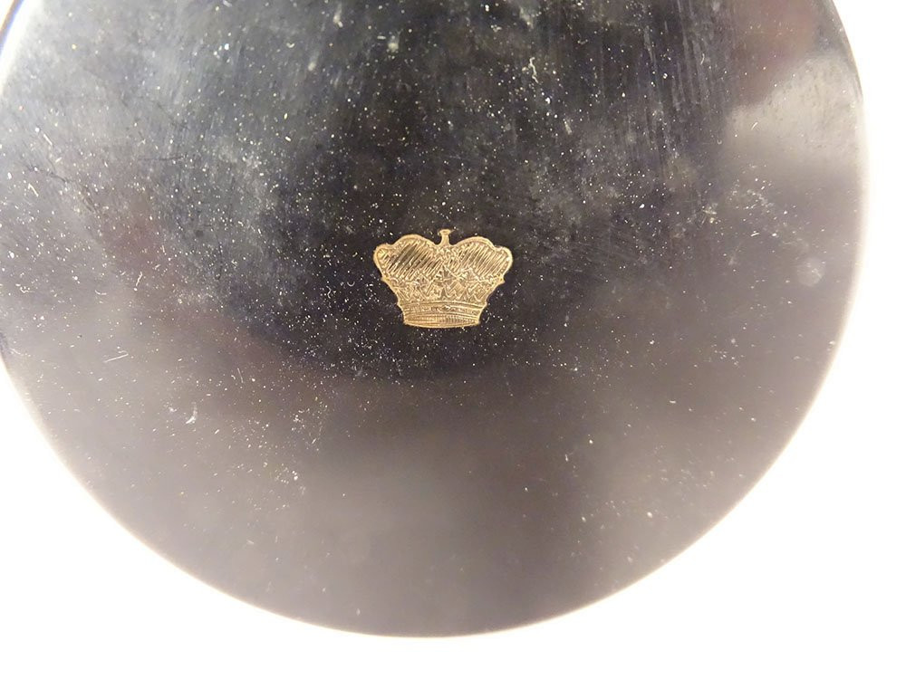 Petite boîte ronde laquée japonaise incrustation or couronne Japon XIXème-photo-1