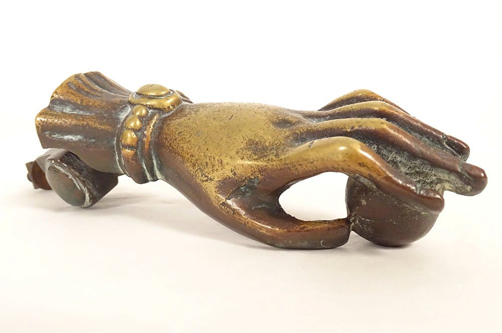 Heurtoir de porte ancien bronze main décoration XIXème siècle-photo-2