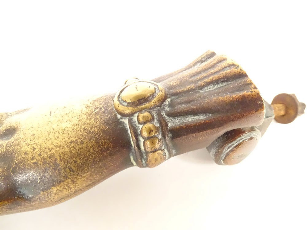 Heurtoir de porte ancien bronze main décoration XIXème siècle-photo-2