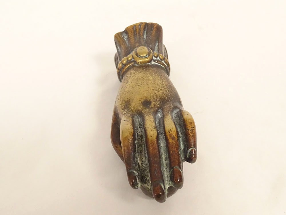 Heurtoir de porte ancien bronze main décoration XIXème siècle-photo-4