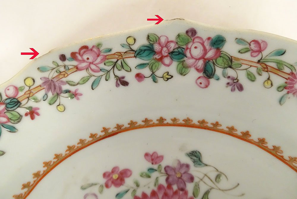 3 plats porcelaine Compagnie des Indes Famille rose pivoines Qianlong 18è-photo-1