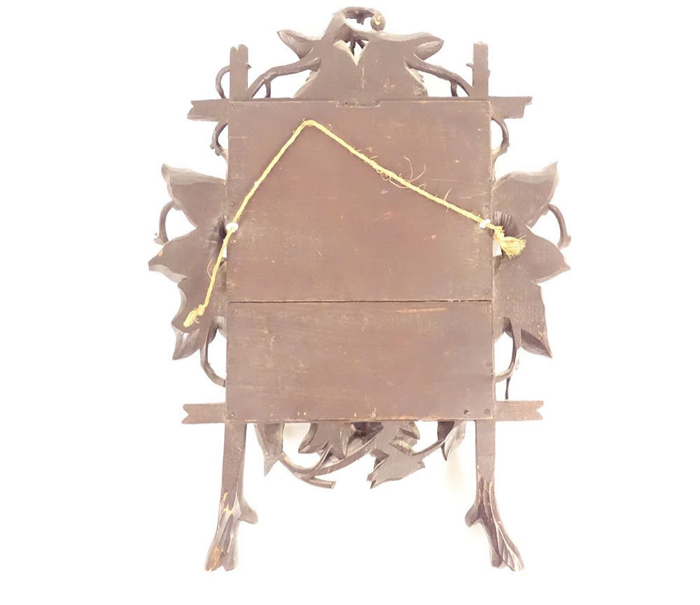 Miroir glace bois sculpté Black Forest Forêt Noire fleurs liseron XIXème-photo-8