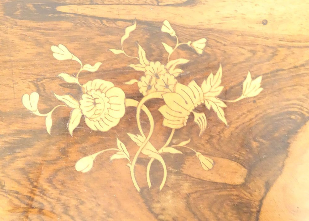 Coffret boîte à châles palissandre marqueterie fleurs Napoléon III XIXème-photo-3