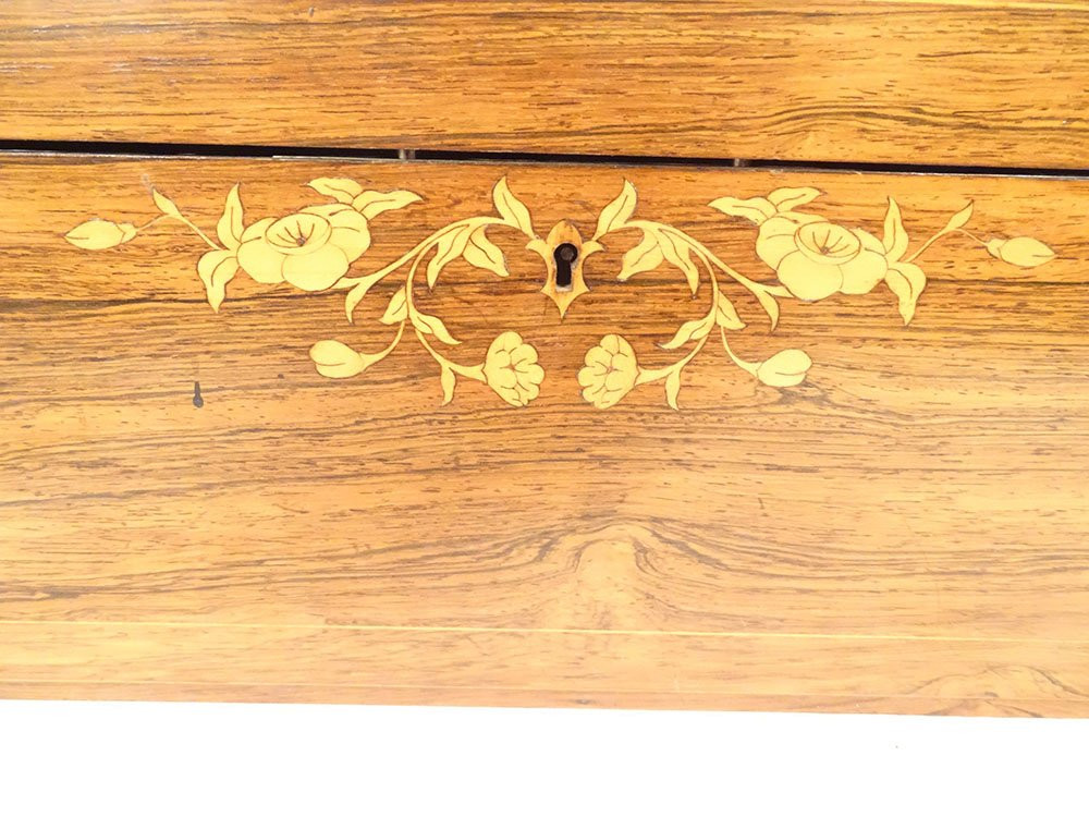 Coffret boîte à châles palissandre marqueterie fleurs Napoléon III XIXème-photo-4
