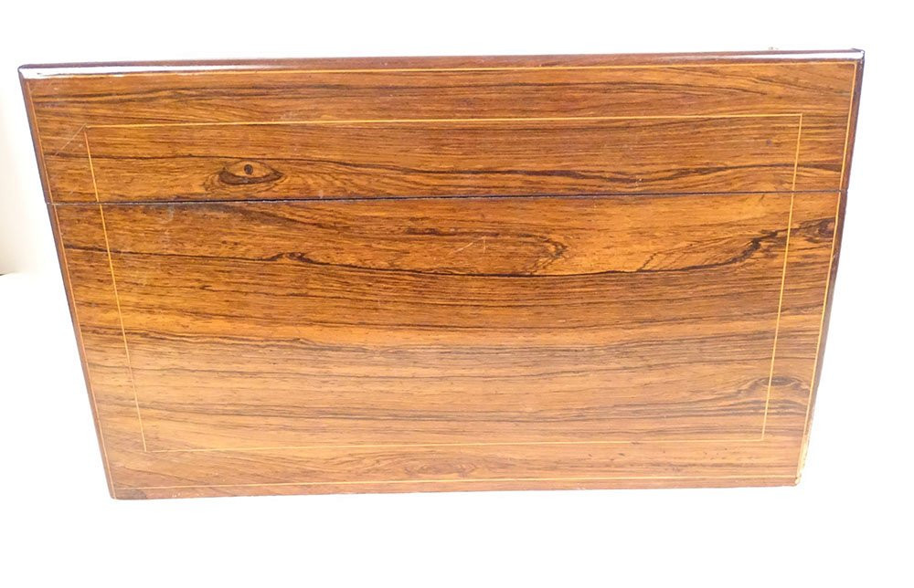 Coffret boîte à châles palissandre marqueterie fleurs Napoléon III XIXème-photo-3