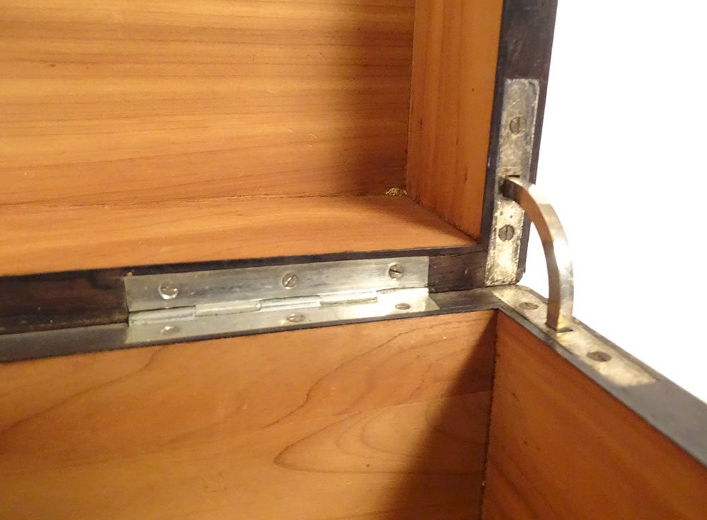 Coffret boîte à châles palissandre marqueterie fleurs Napoléon III XIXème-photo-6