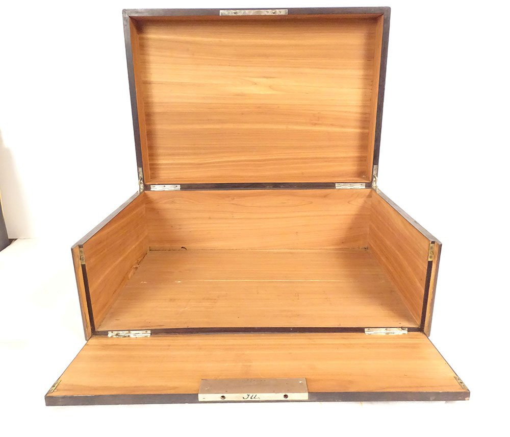 Coffret boîte à châles palissandre marqueterie fleurs Napoléon III XIXème-photo-8