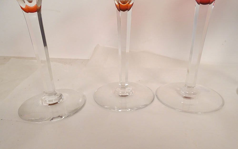 6 verres à vin Rhin cristal couleur Baccarat Genova Saint-Louis Bristol XXè-photo-1