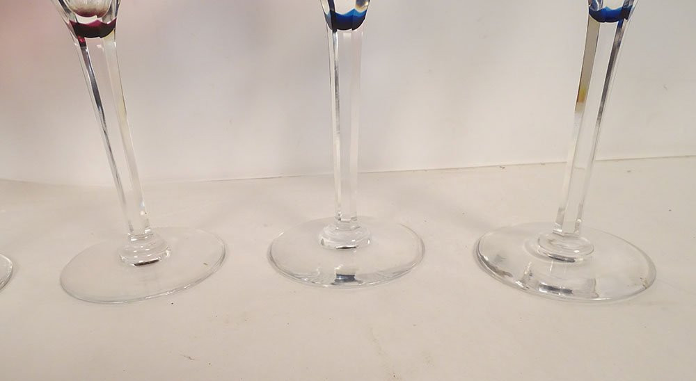 6 verres à vin Rhin cristal couleur Baccarat Genova Saint-Louis Bristol XXè-photo-2