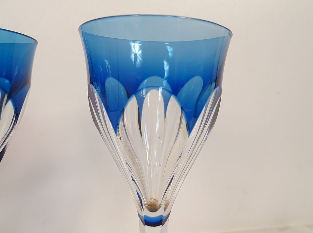 6 verres à vin Rhin cristal couleur Baccarat Genova Saint-Louis Bristol XXè-photo-3