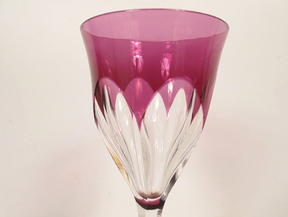 6 verres à vin Rhin cristal couleur Baccarat Genova Saint-Louis Bristol XXè-photo-5