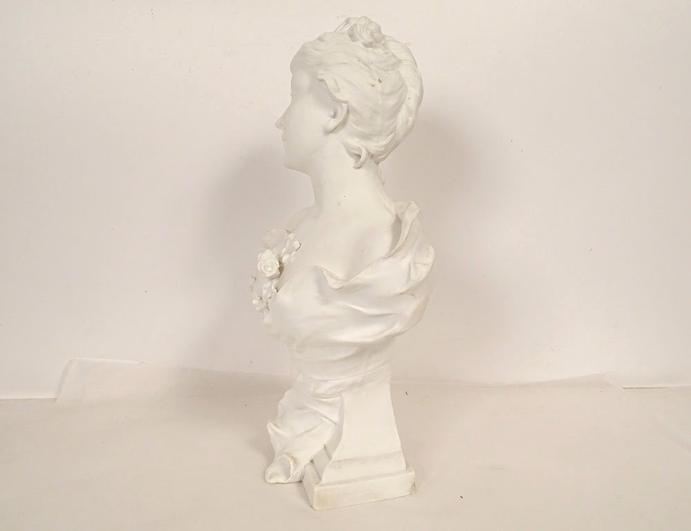 Sculpture buste Sylvain Kinsburger biscuit Limoges femme Art Nouveau XIXème-photo-2