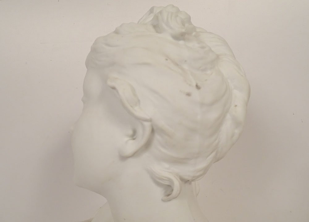 Sculpture buste Sylvain Kinsburger biscuit Limoges femme Art Nouveau XIXème-photo-3