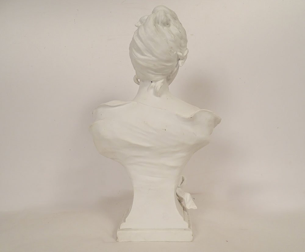 Sculpture buste Sylvain Kinsburger biscuit Limoges femme Art Nouveau XIXème-photo-5