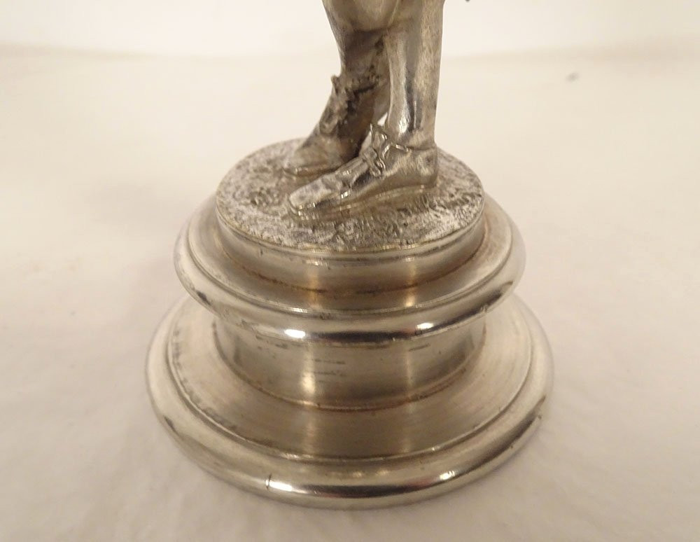 Paire sculptures Emile Guillemin musiciens Renaissance bronze argenté XIXè-photo-4