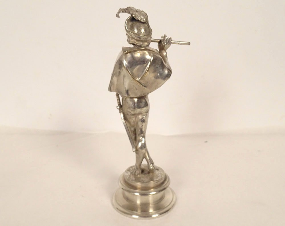 Paire sculptures Emile Guillemin musiciens Renaissance bronze argenté XIXè-photo-1