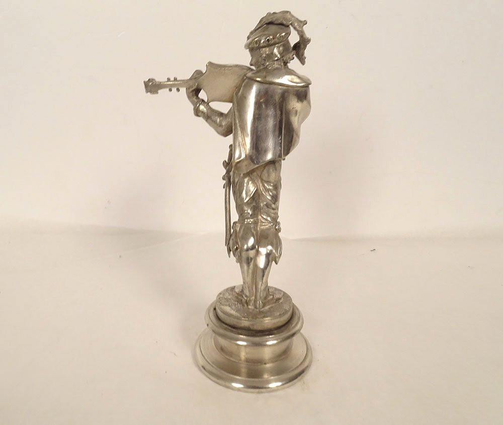 Paire sculptures Emile Guillemin musiciens Renaissance bronze argenté XIXè-photo-6