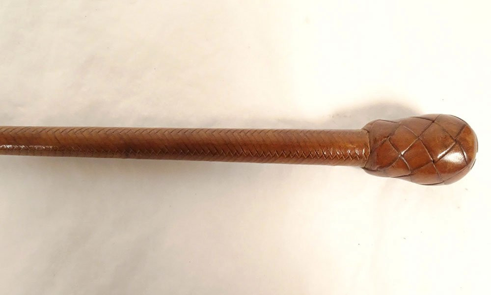 Cravache fouet Hermès Paris Essentielle cuir tissé équitation collection XXè-photo-2