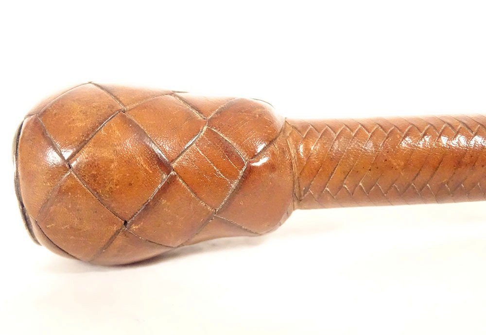 Cravache fouet Hermès Paris Essentielle cuir tissé équitation collection XXè-photo-1