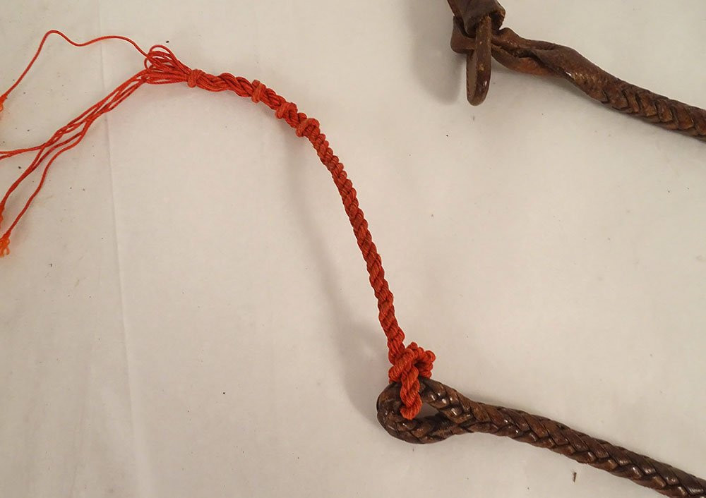 Fouet chasse vénerie Hermès cuir tissé argent anglais England collection XXè-photo-2