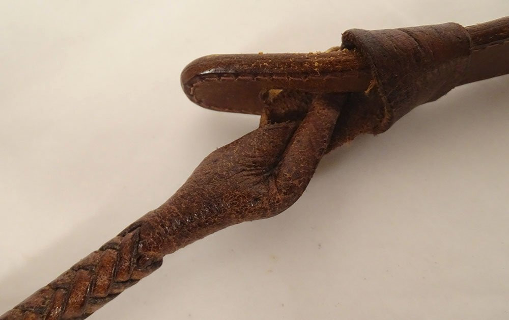 Fouet chasse vénerie Hermès cuir tissé argent anglais England collection XXè-photo-1