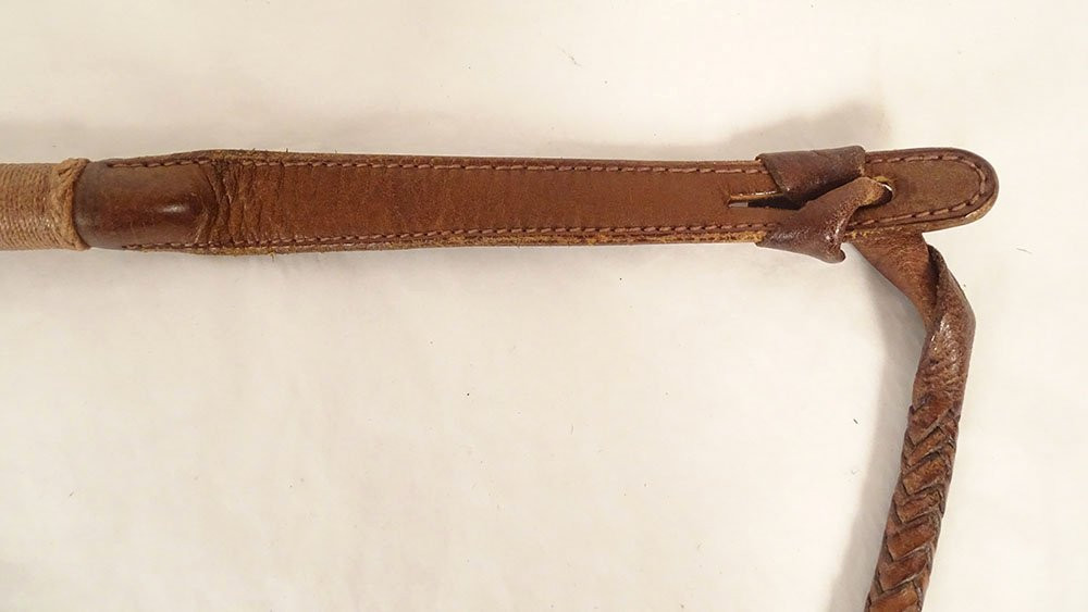 Fouet chasse vénerie Hermès cuir tissé argent anglais England collection XXè-photo-5
