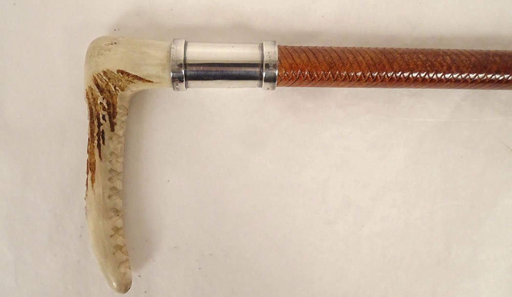 Fouet chasse vénerie Hermès cuir tissé argent anglais England collection XXè-photo-6