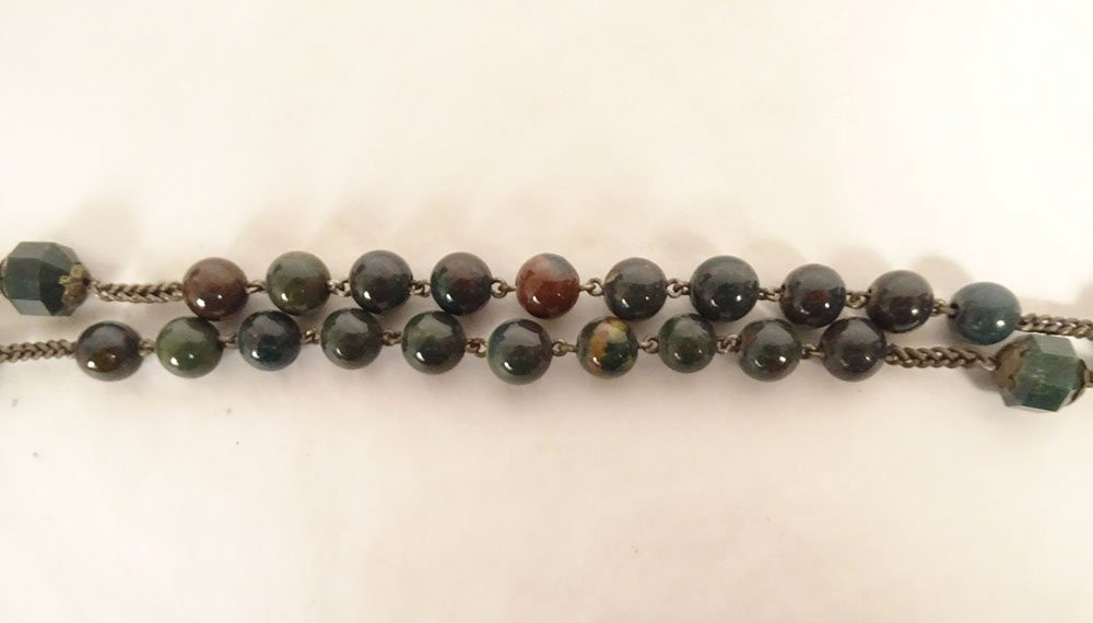 Chapelet rosaire agate mousse métal croix crucifix calice XIXème siècle-photo-2