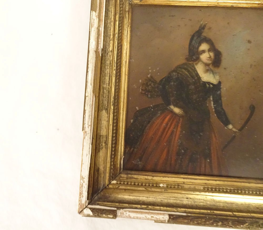 HSP tableau portrait femme élégante cravache renard trophée chasse XIXème-photo-4