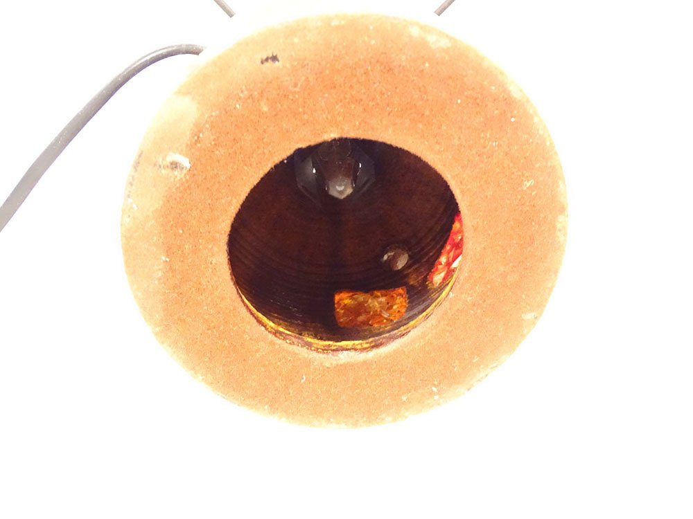 Grande lampe céramique Potiers Accolay abat-jour résine fougères XXè siècle-photo-6