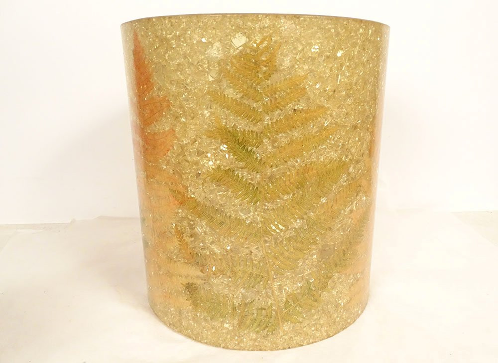 Grande lampe céramique Potiers Accolay abat-jour résine fougères XXè siècle-photo-8