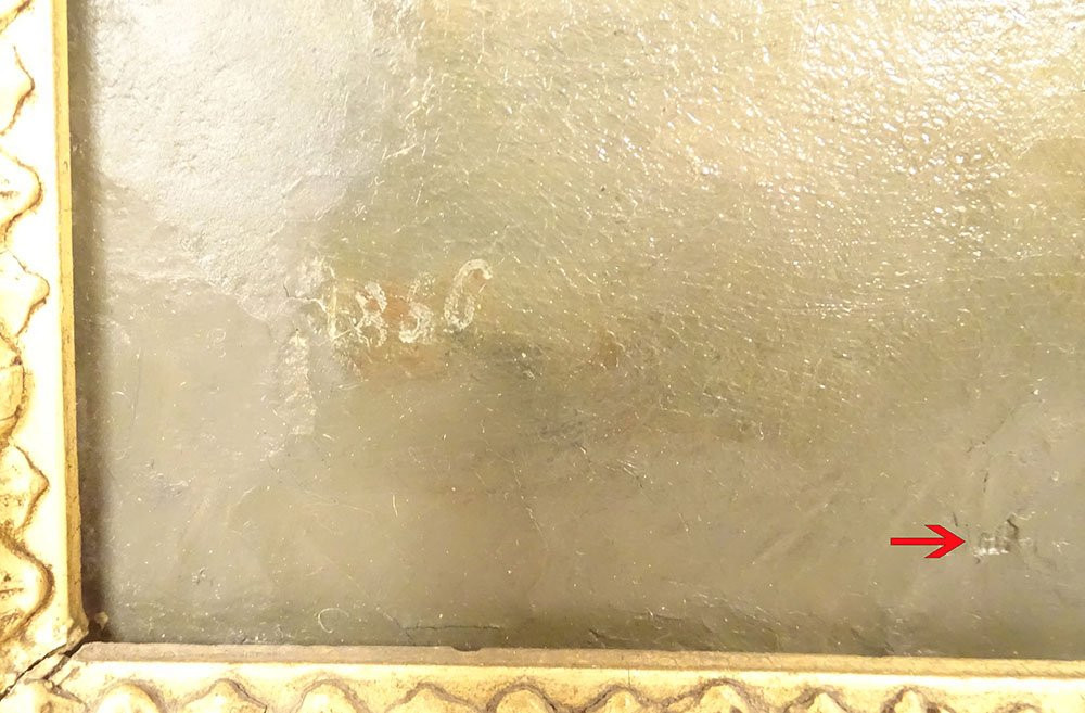 Large Oil Painting Of Two Women, 18th Century, Romantic Letter, 19th Century Stuccoed Frame-photo-4