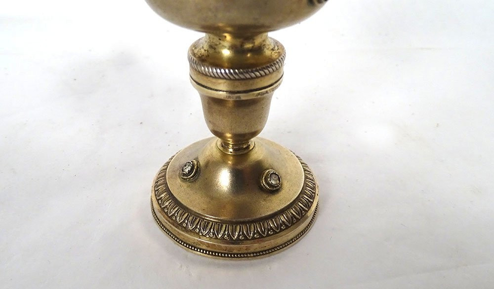 Travel Ciborium For The Sick, Silver-gilt, Minerva Stone, Rhine Cross, 19th Century-photo-2