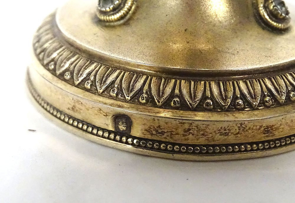 Travel Ciborium For The Sick, Silver-gilt, Minerva Stone, Rhine Cross, 19th Century-photo-5