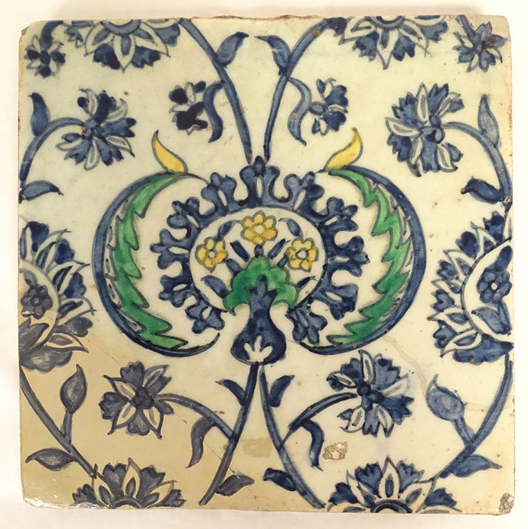 Carreau céramique ottomane Kütahya mosquée Hisar Bey Izmir Turquie XVIIIème