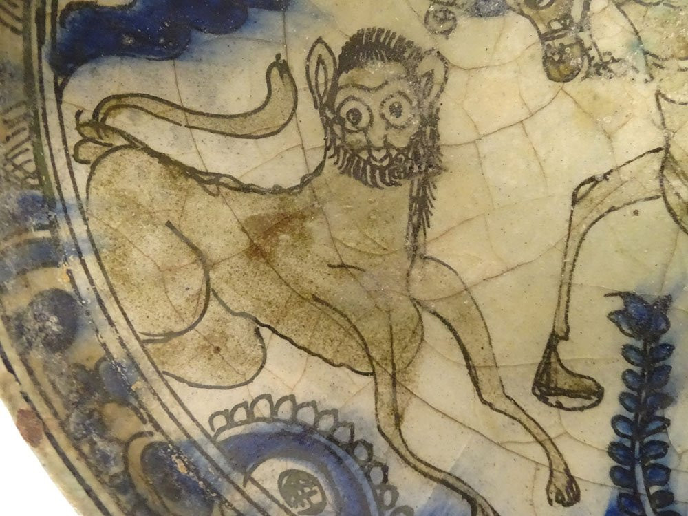 Persian Ceramic Cup Bowl Seljuk Lion Rider Kashan Soustiel 13th Century-photo-4