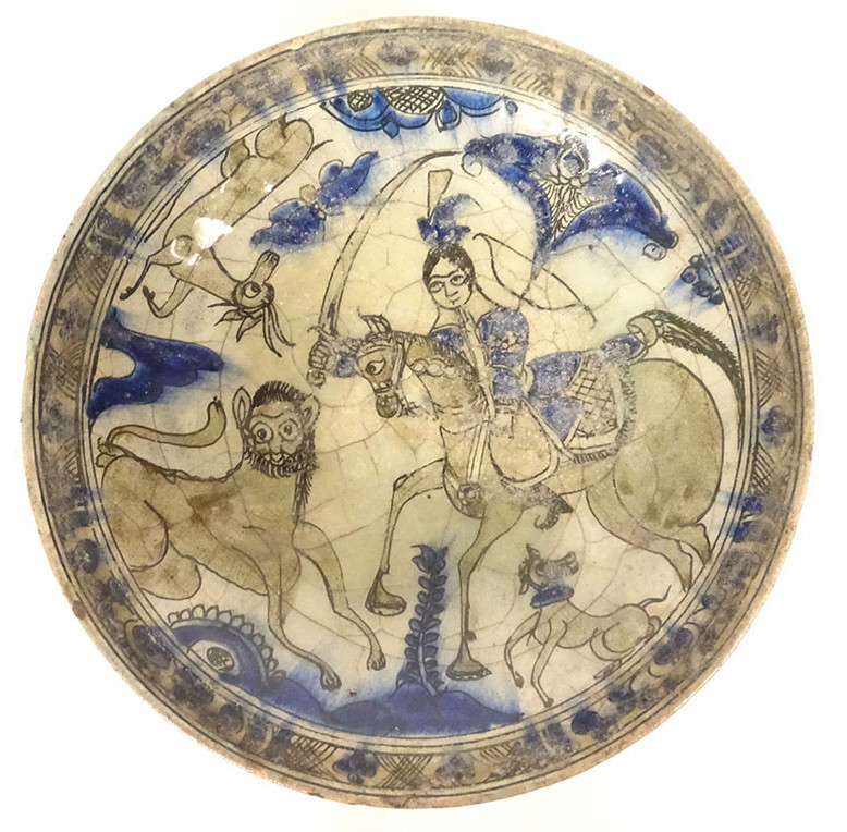 Persian Ceramic Cup Bowl Seljuk Lion Rider Kashan Soustiel 13th Century