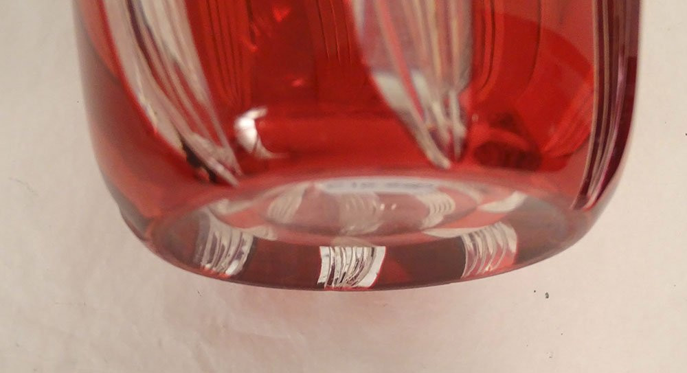 Twisted Cut Crystal Vase, Red Color, Saint-louis, France, Early 20th Century-photo-1