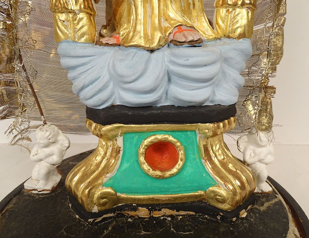 Virgin Of Marseille, Santibelli, Mary And Child Jesus, Terracotta Globe, 19th Century-photo-4