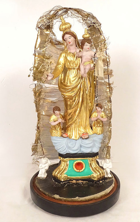 Virgin Of Marseille, Santibelli, Mary And Child Jesus, Terracotta Globe, 19th Century