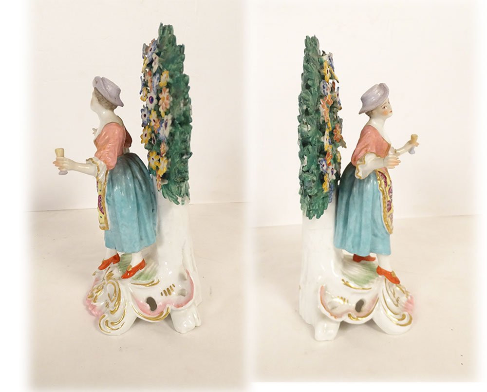 Pair Of English Porcelain Chelsea Derby Couple Figurines, 19th Century-photo-1