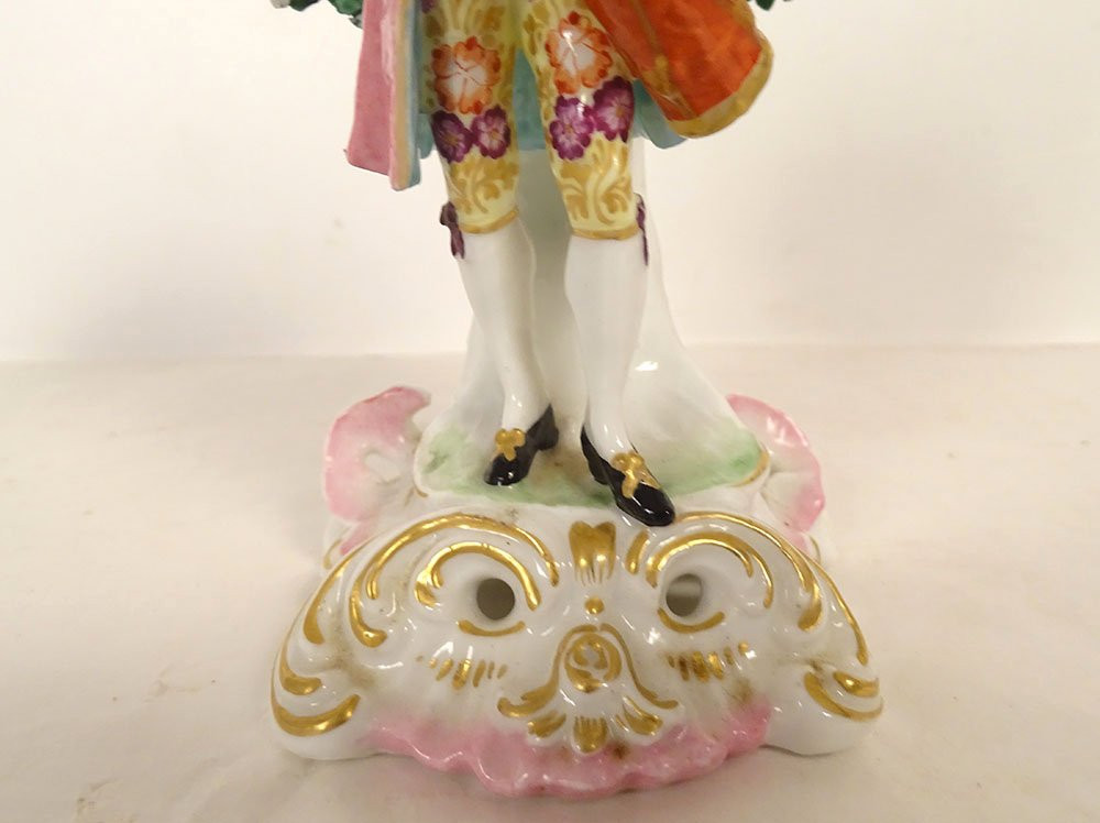 Pair Of English Porcelain Chelsea Derby Couple Figurines, 19th Century-photo-7