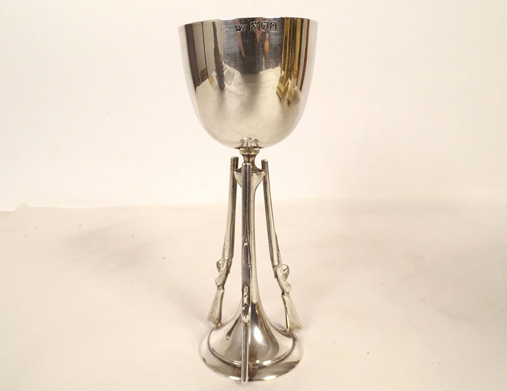 Biarritz Pigeon Shooting Trophy Cup, English Silver Mappin & Webb Coat Of Arms-photo-1