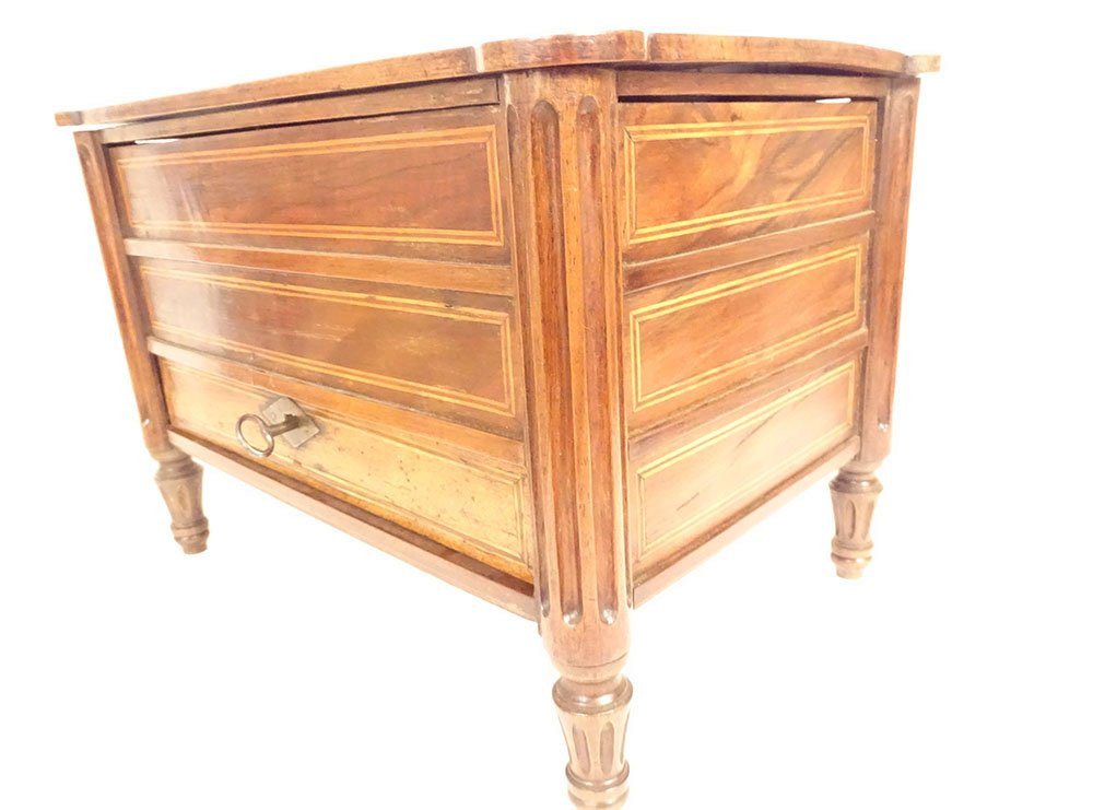 Coffret à bijoux commode de maîtrise miniature noyer colonnes fin XVIIIè-photo-1