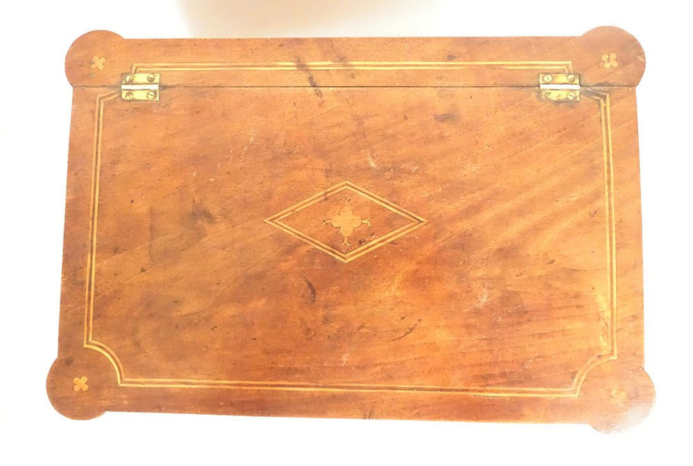 Coffret à bijoux commode de maîtrise miniature noyer colonnes fin XVIIIè-photo-2