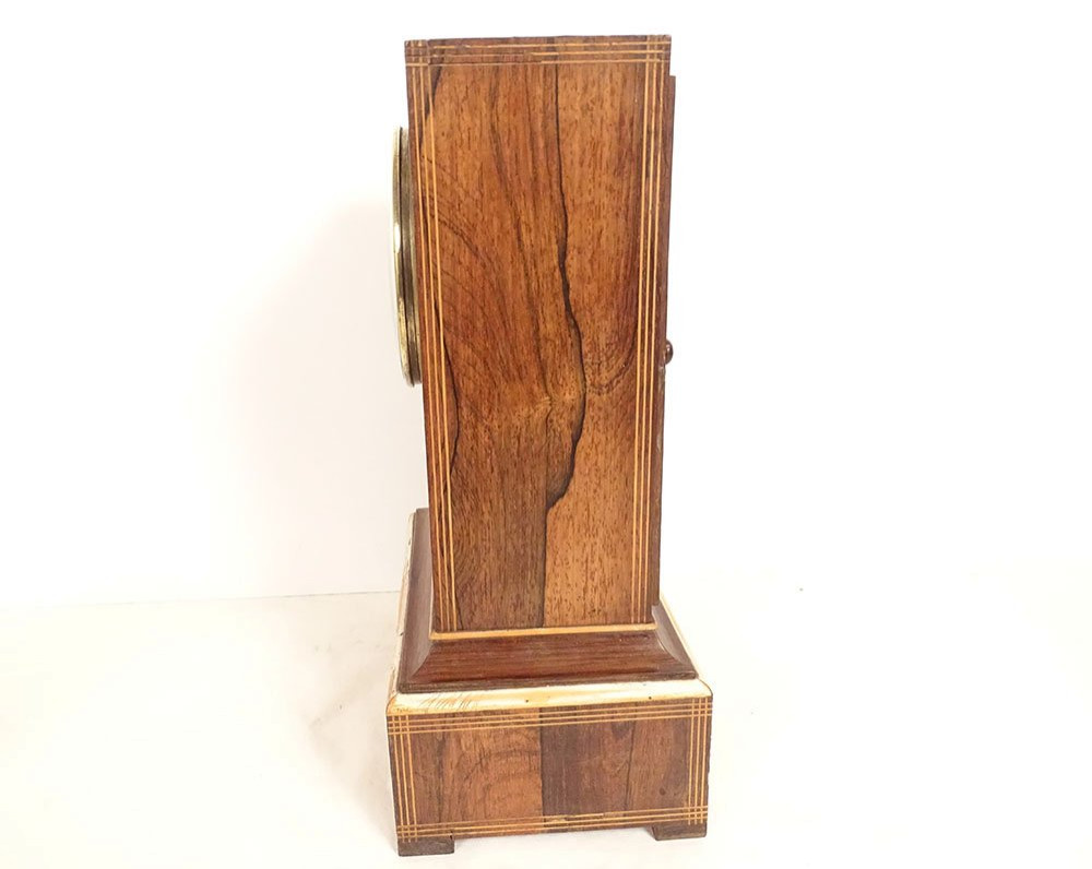 Pendule borne Charles X palissandre marqueterie fleurs feuillage XIXème-photo-4